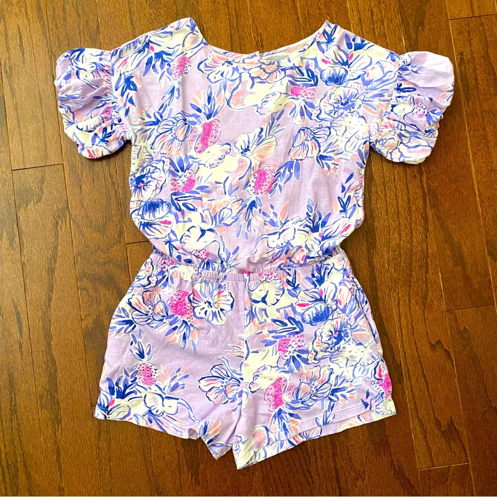 Lavender Hidden Elephant Print Romper